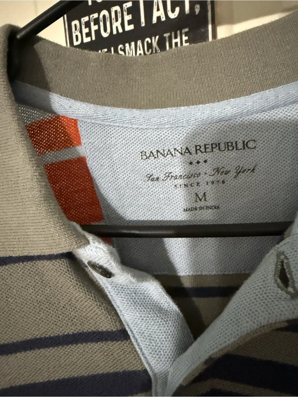 Banana Republic Striped Polo in Gray, Navy & Rust